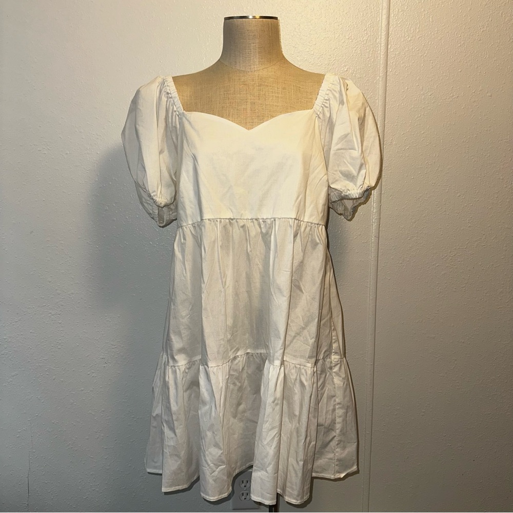 White Puff Sleeve Dress